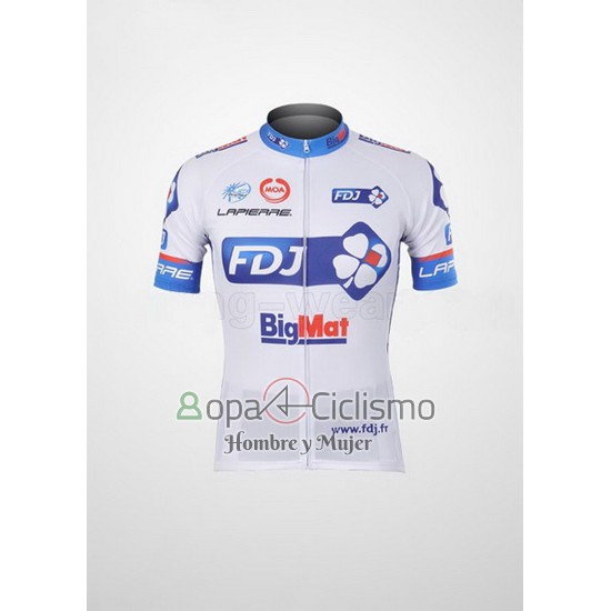 Fdj Ropa Ciclismo Culotte Corto 2012 Mangas Cortas Blanco y Azur